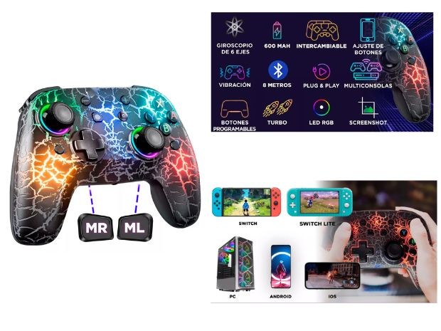 &u+ JOYSTICK NINTENDO SWITCH RGB CRAKELADO (568B)